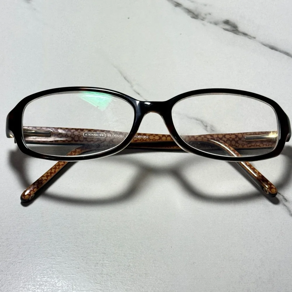Coach Blossom 554 Tortoise Shell Eyeglass Frames Signature C Pattern 135mm
